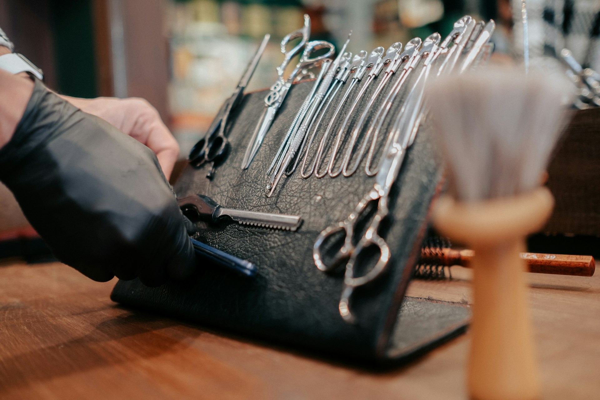 Barber station setup at Sky's The Limit Barbershop